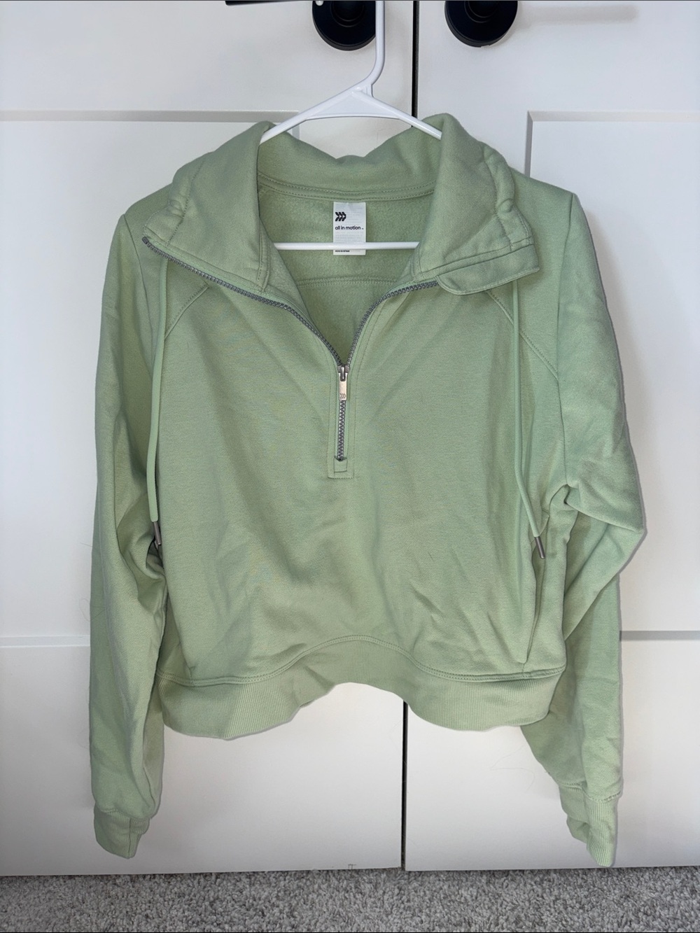 all in motion Sage Green Cropped Half-Zip Hoodie